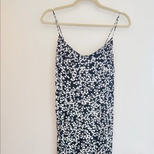 Slip dress with black and white floral print